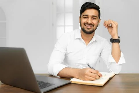 Asian student studying, learning language, online education concept. Portrait of Stock Photos
