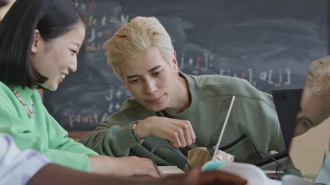 Asian Students Coding Together on Computer Science Class Stock Footage 257059627
