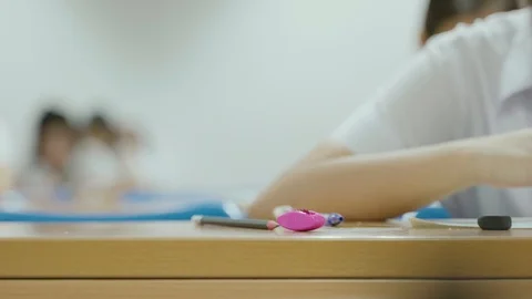 Asian students taking an exam Stock Footage 117267966
