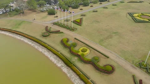 Asian studentswalking thought Thai flag Video stock 88165876