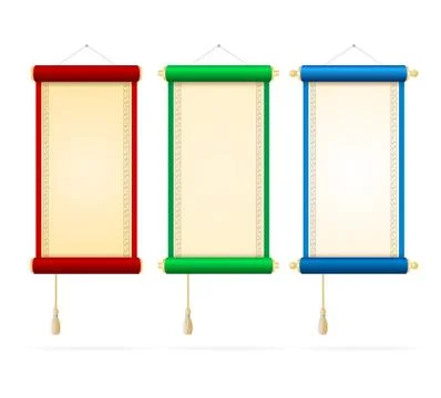 Asian Style Scroll Set. Vector Illustrazione stock