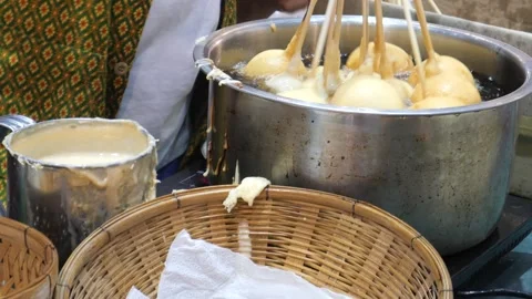 Asian-styled corn dogs Video stock 270781244