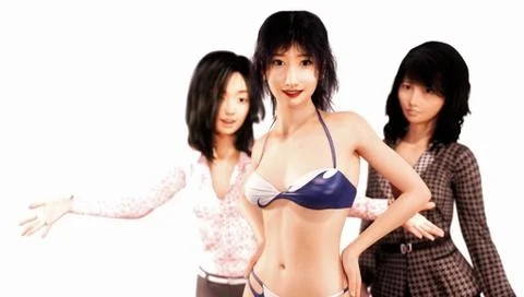 Asian Supermodel and makeup crews Stock Illustration