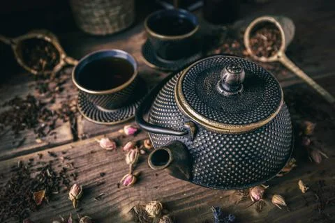 Asian tea set concept Stock Photos