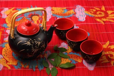 Asian tea set Stock Photos