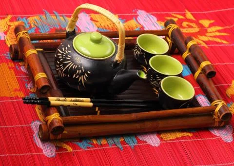 Asian tea set Stock Photos