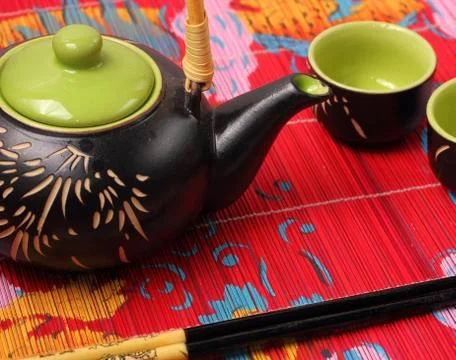 Asian tea set Stock Photos