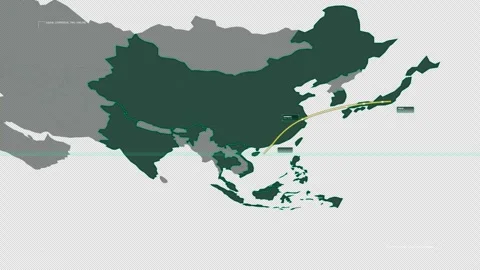 Asian Tech Corridor Data Map - 16:9 Stock Footage 331740558