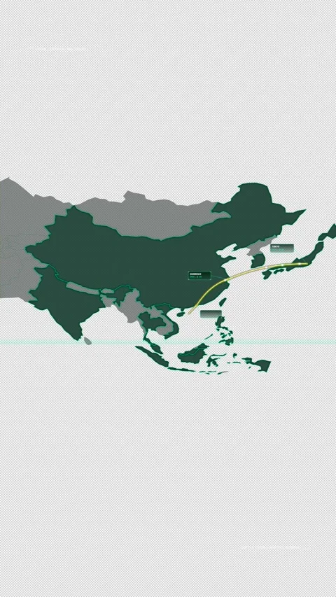 Asian Tech Corridor Data Map - 9:16 Stock-Footage 331740659