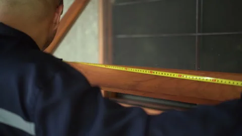 Asian Technician inspector workers in uniform maintenance service with tape. Stock Footage 269190876