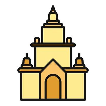 Asian temple building structure outline color icon Ilustración de archivo