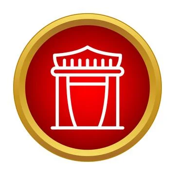 Asian temple gate icon on red button Stock Illustration