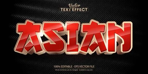 Asian text, neon style editable text effecrt Stock Illustration