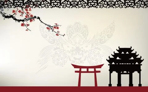 Asian theme Stock Illustration