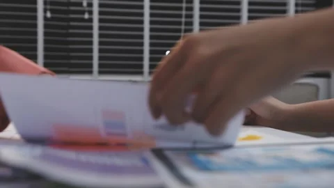 Asian uxui designer working on website design using sticky notes and wirefram Stock Footage 332275236