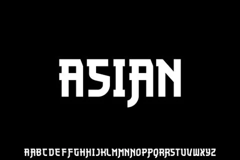 Asian, vintage retro font , strong and unique vector typese Stock Illustration