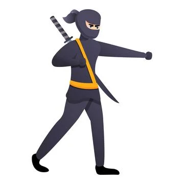 Asian warrior attack icon, cartoon style Stock Illustration