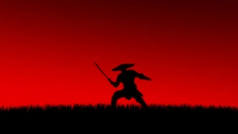 Asian warrior training at sunset. Stock Footage 125986881