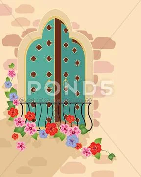 Asian window Stock Illustration