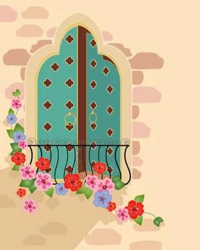 Asian window Illustration