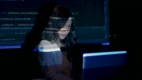 Asian woman analyzing coding Stock-Footage 229507766