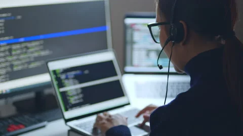 Asian woman developer programmer, software engineer, IT technical support Stock Footage 196906157