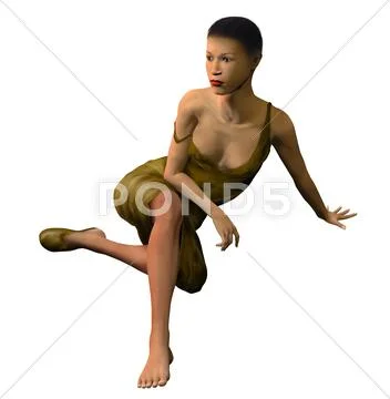 Asian woman in green dress Stock Illustration