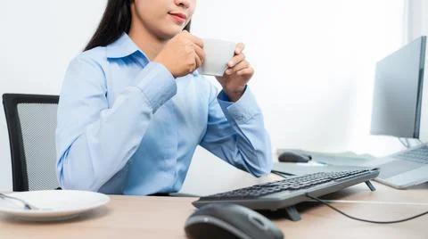 Asian woman programmer typing source code with computer pc for Developing pro Stockfoto's