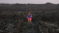 Asian Woman Runner Running Cross Country Trail Run Exercising Healthy Lifestyle Stock Footage