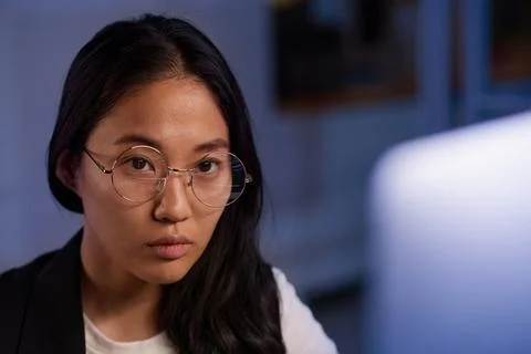 Asian Woman Working On Code Stock Photos