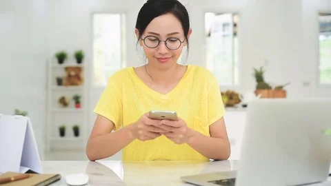 Asian woman is working with financial documents at workplace in the office. Stock Footage 83042353