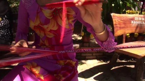 Asian women Weaving Video stock 44491925