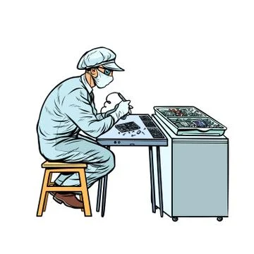 Asian worker in electronics factory Stockillustratie