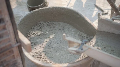 Asian worker labor working with concrete cement Stock Footage 88123821