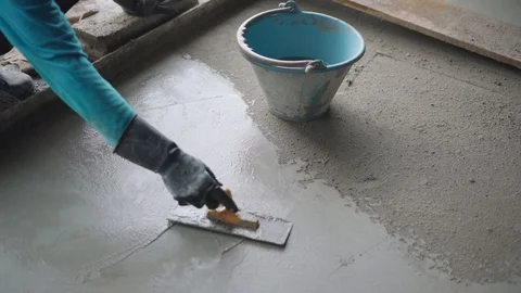 Asian worker labor working with concrete cement floor Stock Footage 92793173