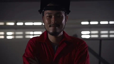 Asian worker man in work and safety uniform Stock Footage 121775103