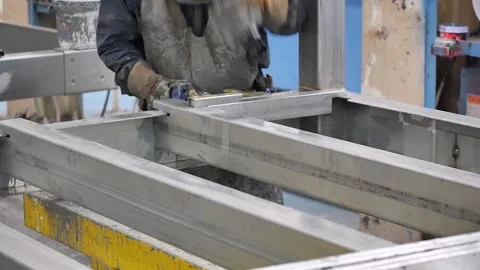 Asian Worker Work in Wall Frame Factory for Container House Stock Footage 305586410