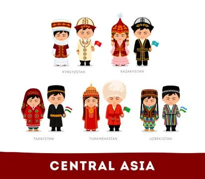 Asians in national clothes. Illustrazione stock