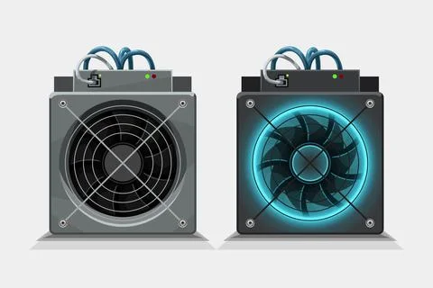 Asic computers front view for mining cryptocurrency 스톡 일러스트