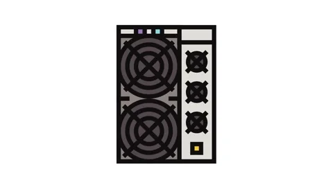 Asic miner cryptocurrency mining color icon animation Stock Footage 326109582