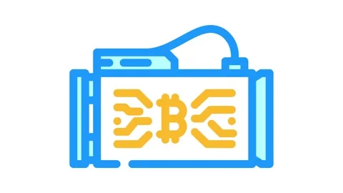 Asic miner cryptocurrency mining color icon animation Stock Footage 327261137