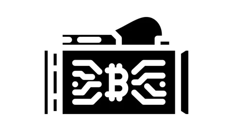 Asic miner cryptocurrency mining glyph icon animation Stock Footage 326737469