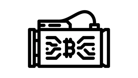 Asic miner cryptocurrency mining line icon animation Stock Footage 326753236