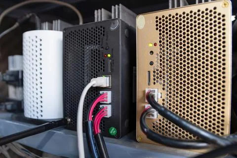 Asic mining for domestic use. Stock Photos