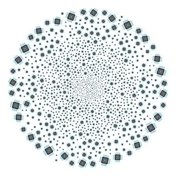 Asic Processor Centrifugal Spheric Cluster Stock-Illustration