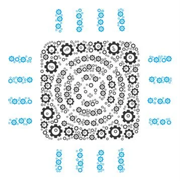 Asic Processor Collage of Gear Illustrazione stock