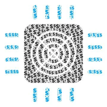 Asic Processor Composition of Dollar and Dots Stock Illustration