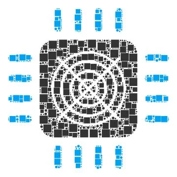 Asic Processor Composition of Squares and Circles Stock-Illustration