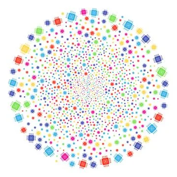 Asic Processor Decoration Spheric Cluster Illustrazione stock