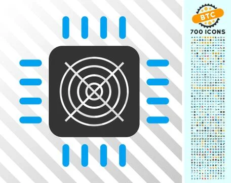 Asic Processor Flat Icon with Bonus 스톡 일러스트